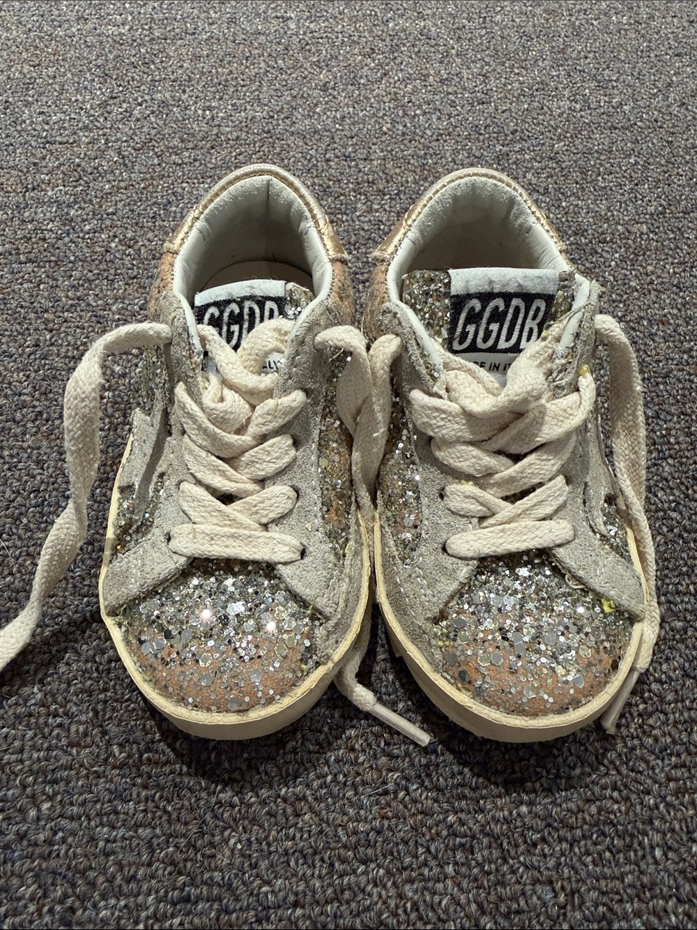 Kids Glitter Sneakers in Beige